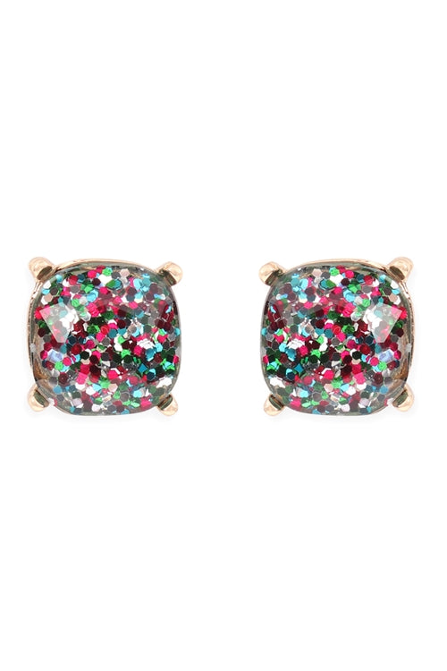 Sparkling Glitter Epoxy Stud Earrings