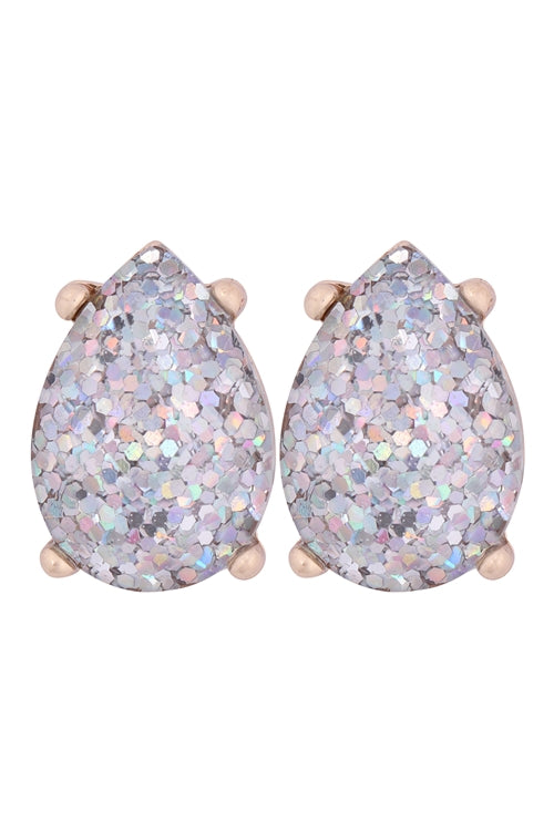 Glitter Epoxy Teardrop Post Earrings