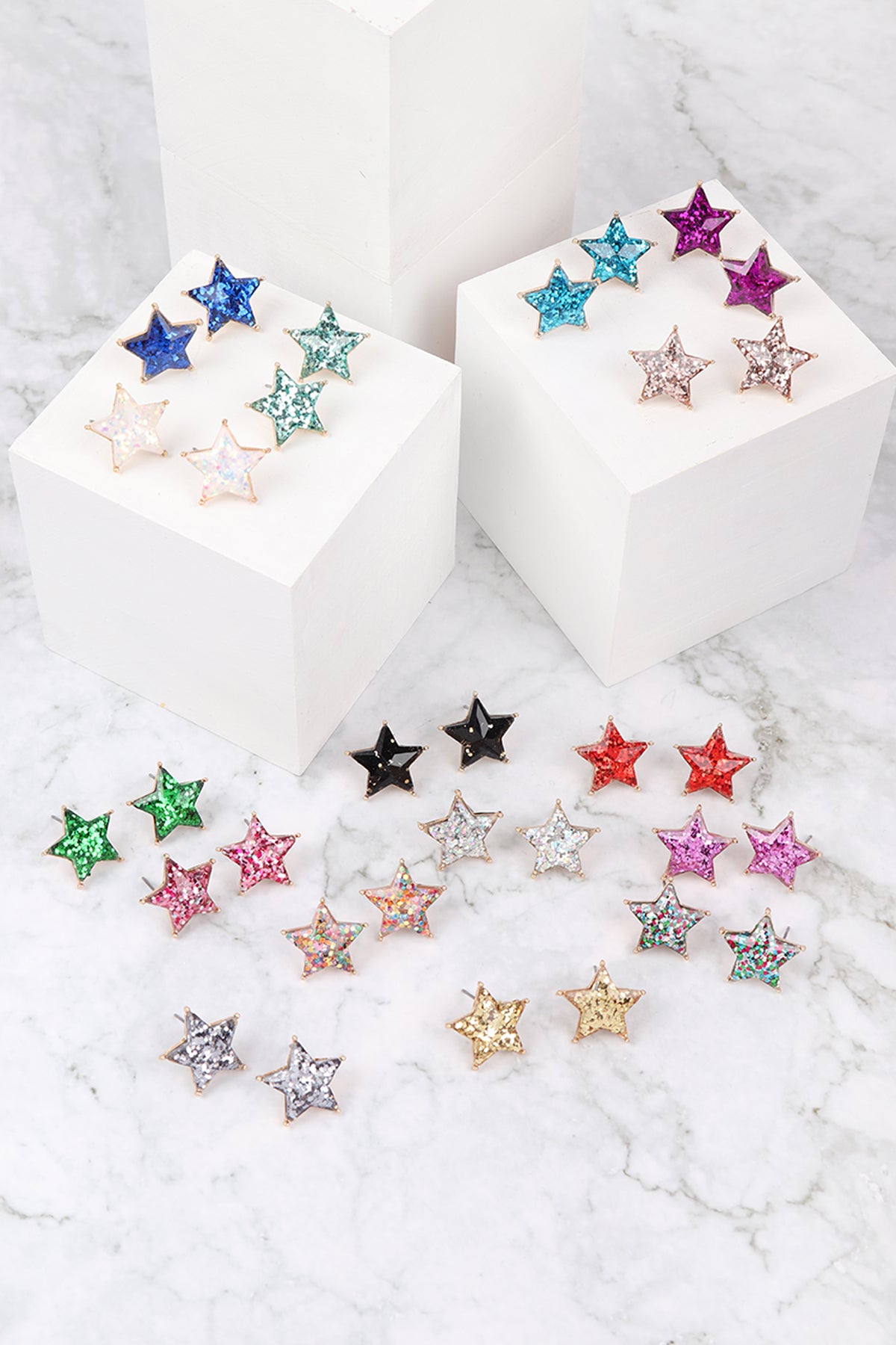Star Glitter Epoxy Stud Earrings