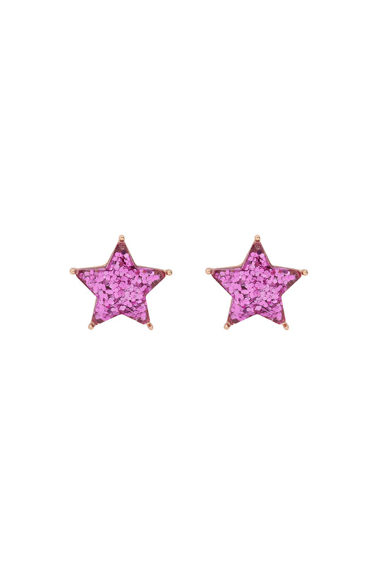 Star Glitter Epoxy Stud Earrings Light Purple