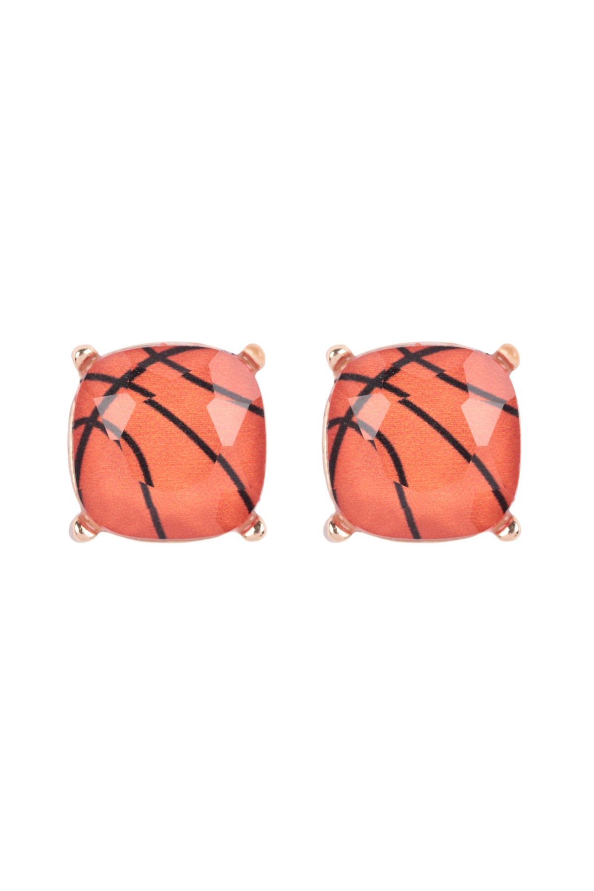 Trendy Sporty Cushion Cut Epoxy Stud Earrings