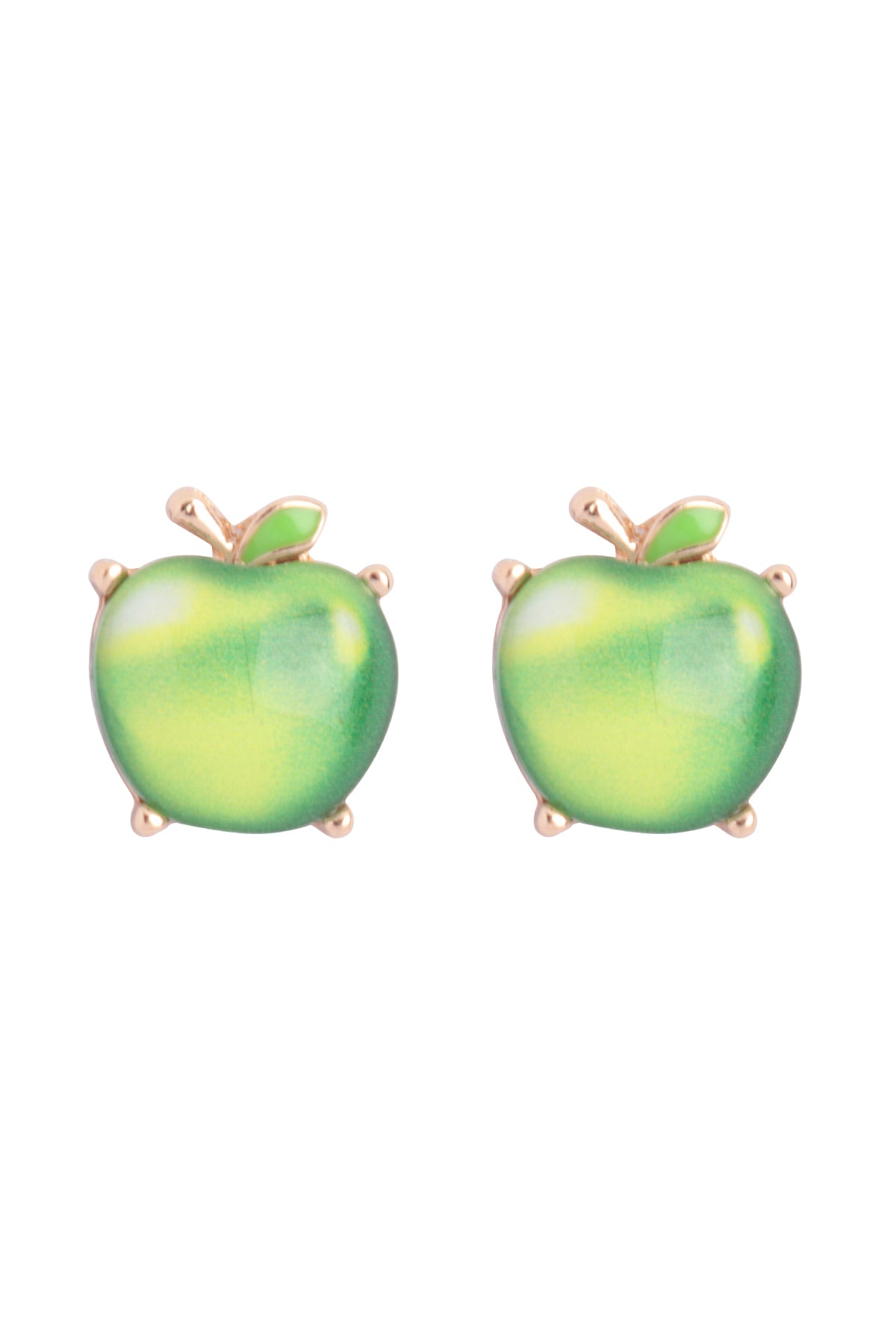 Apple Print Epoxy Stud Earrings Green