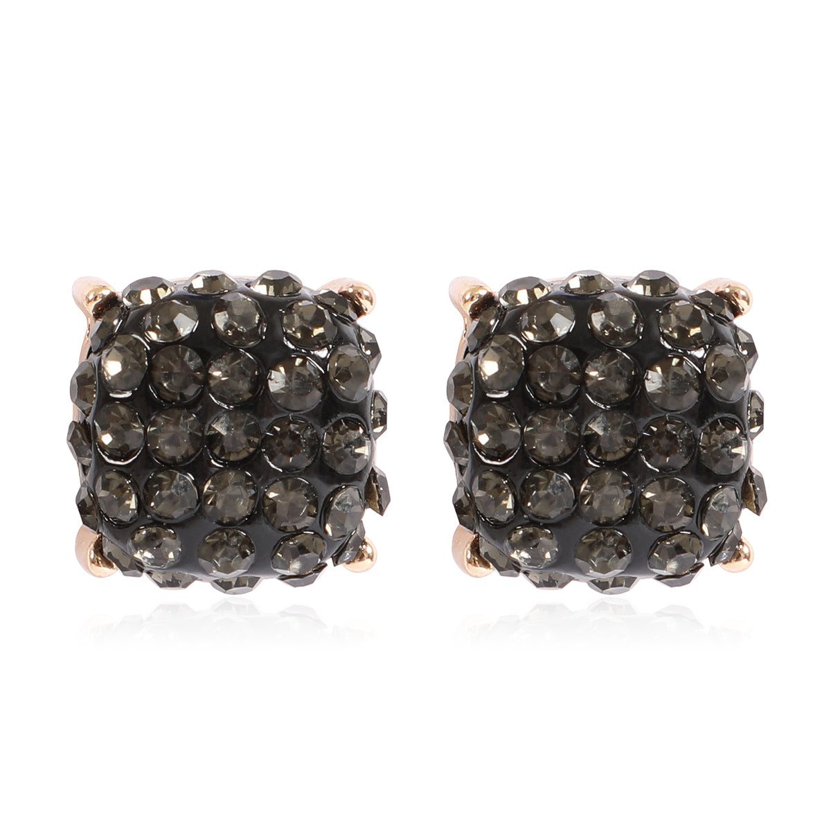 Pave Rhinestones Epoxy Stud Earrings