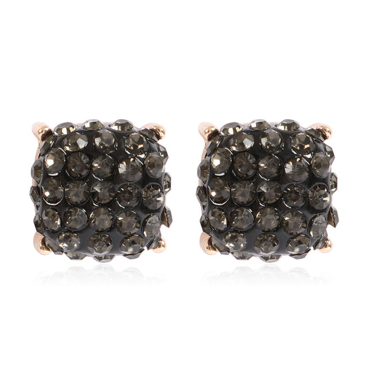 Pave Rhinestones Epoxy Stud Earrings
