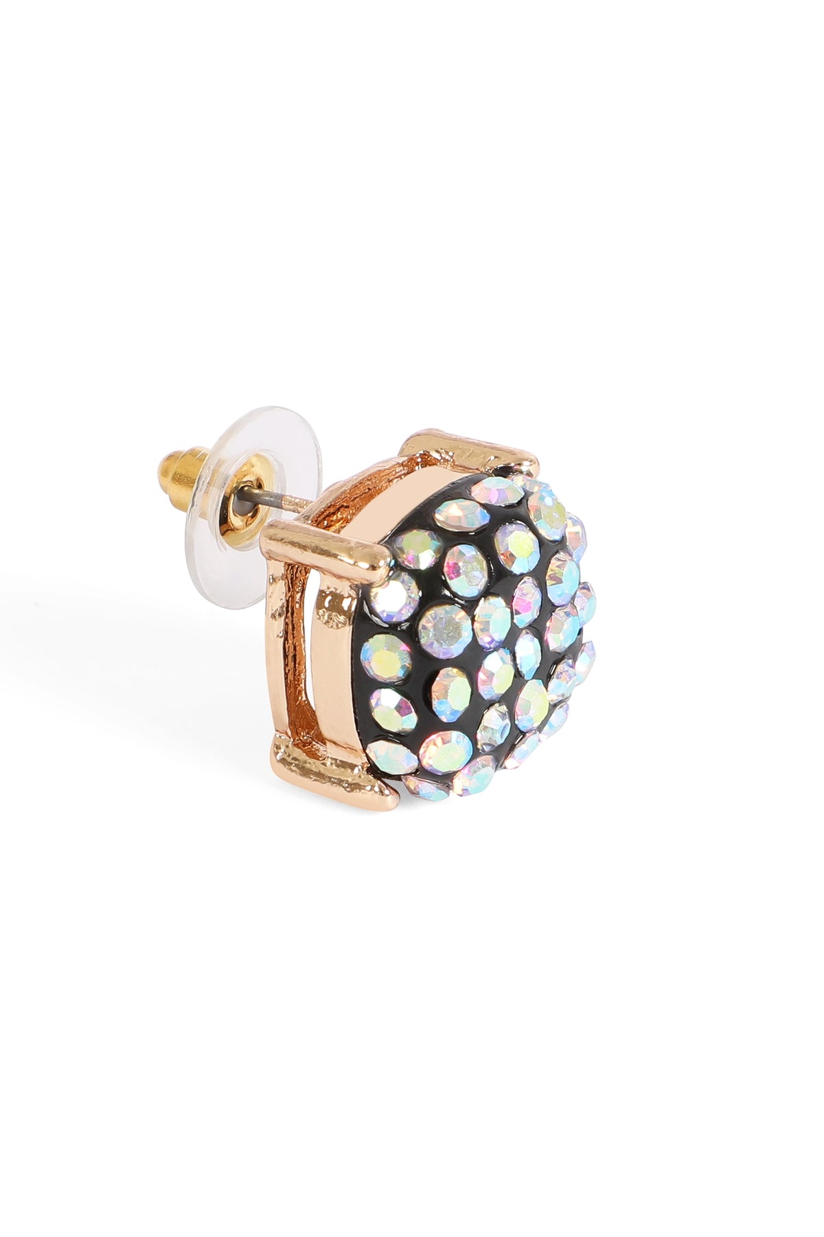 Pave Rhinestones Epoxy Stud Earrings