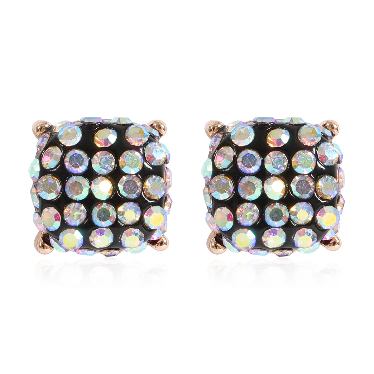 Pave Rhinestones Epoxy Stud Earrings