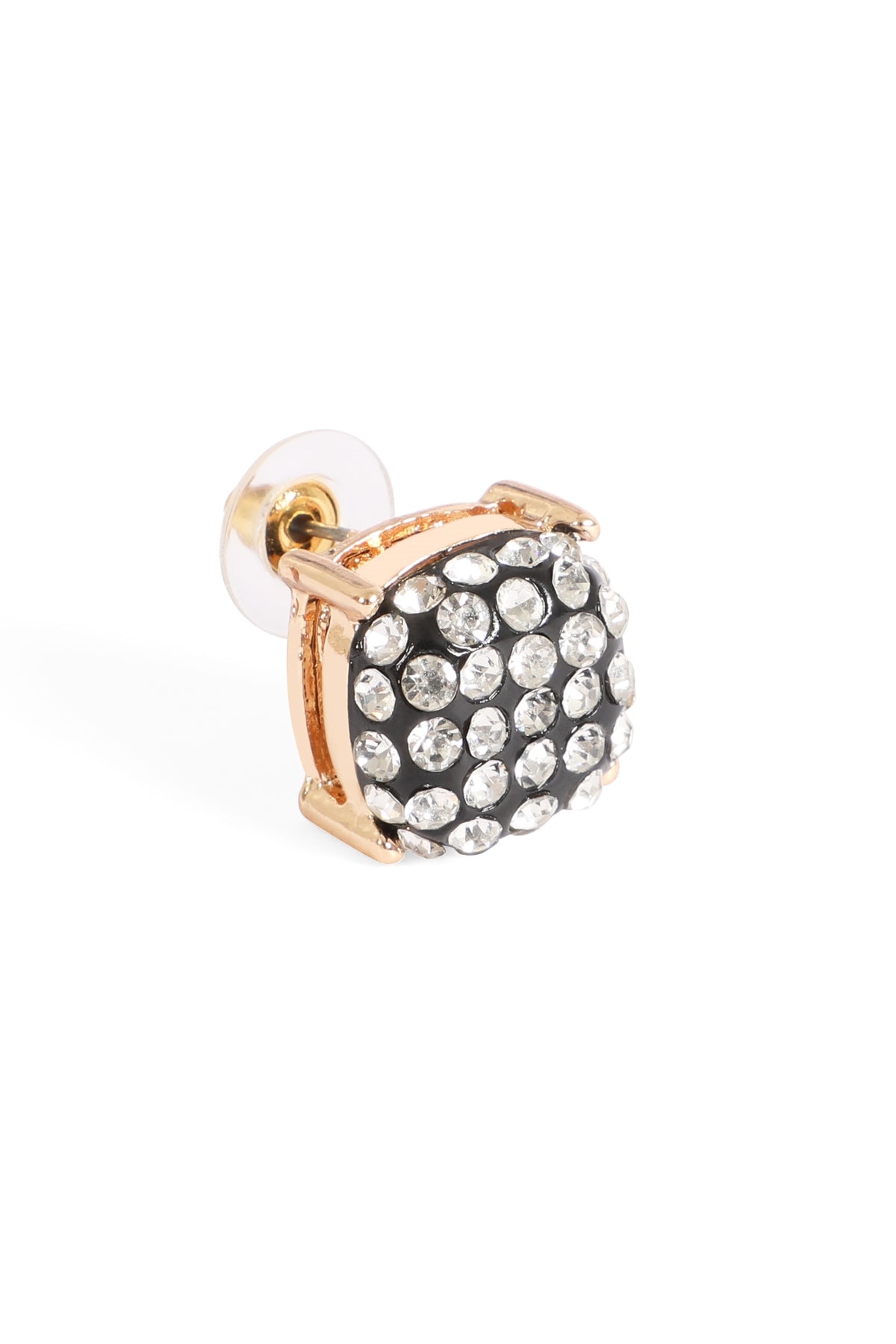 Pave Rhinestones Epoxy Stud Earrings