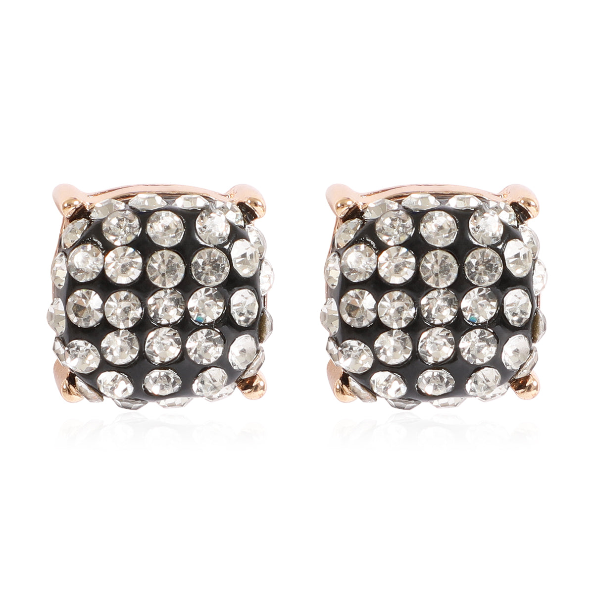 Pave Rhinestones Epoxy Stud Earrings