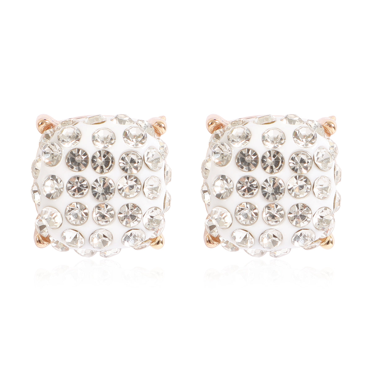 Pave Rhinestones Epoxy Stud Earrings