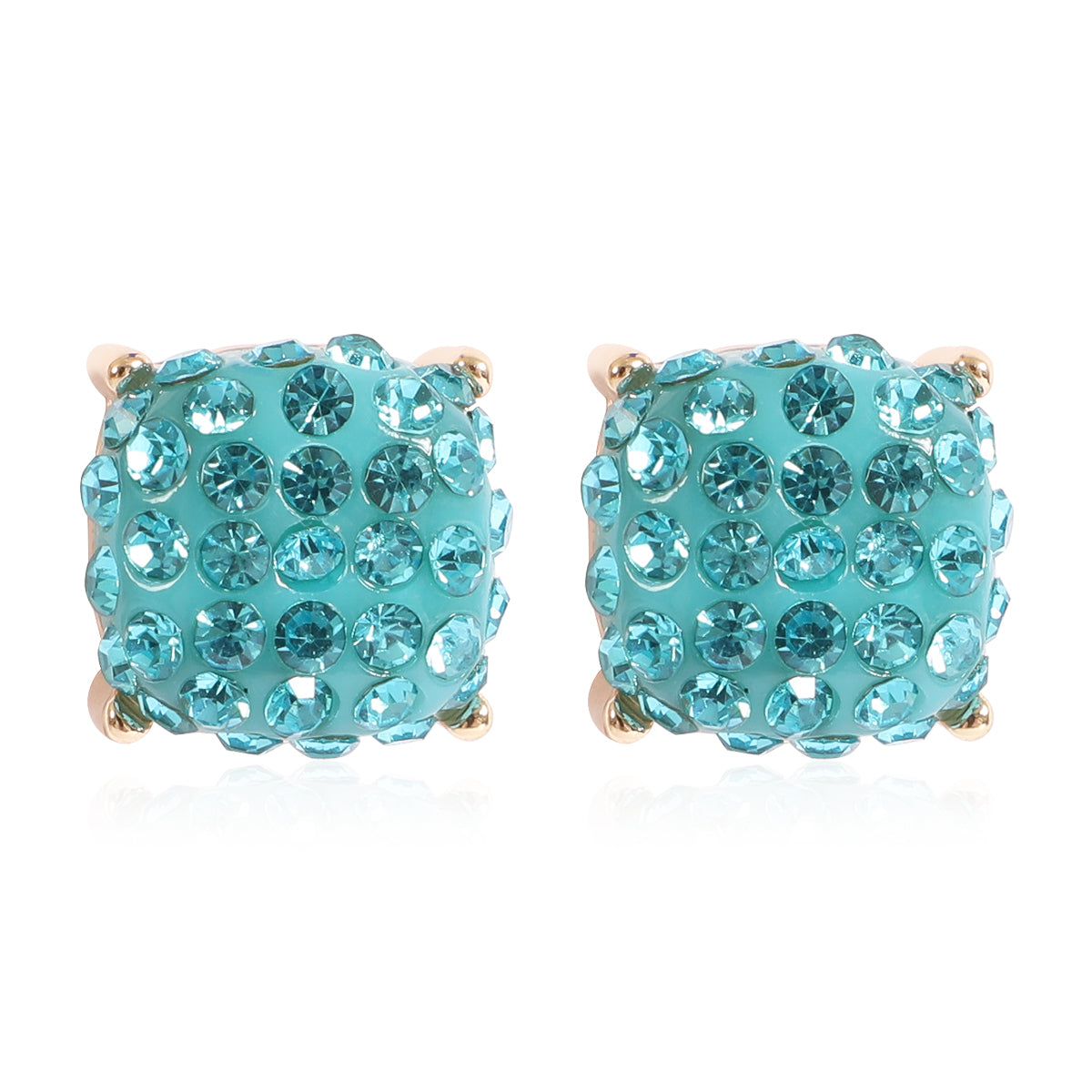 Pave Rhinestones Epoxy Stud Earrings