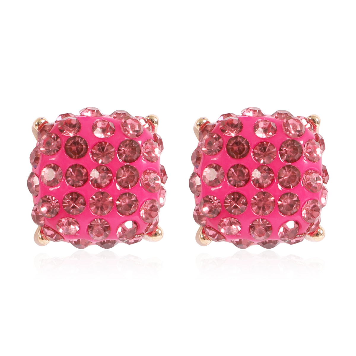 Pave Rhinestones Epoxy Stud Earrings