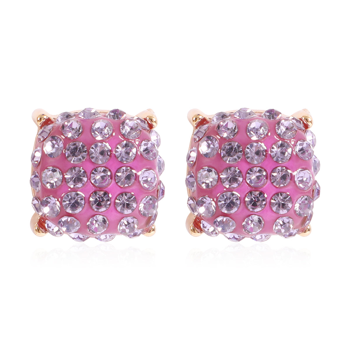 Pave Rhinestones Epoxy Stud Earrings