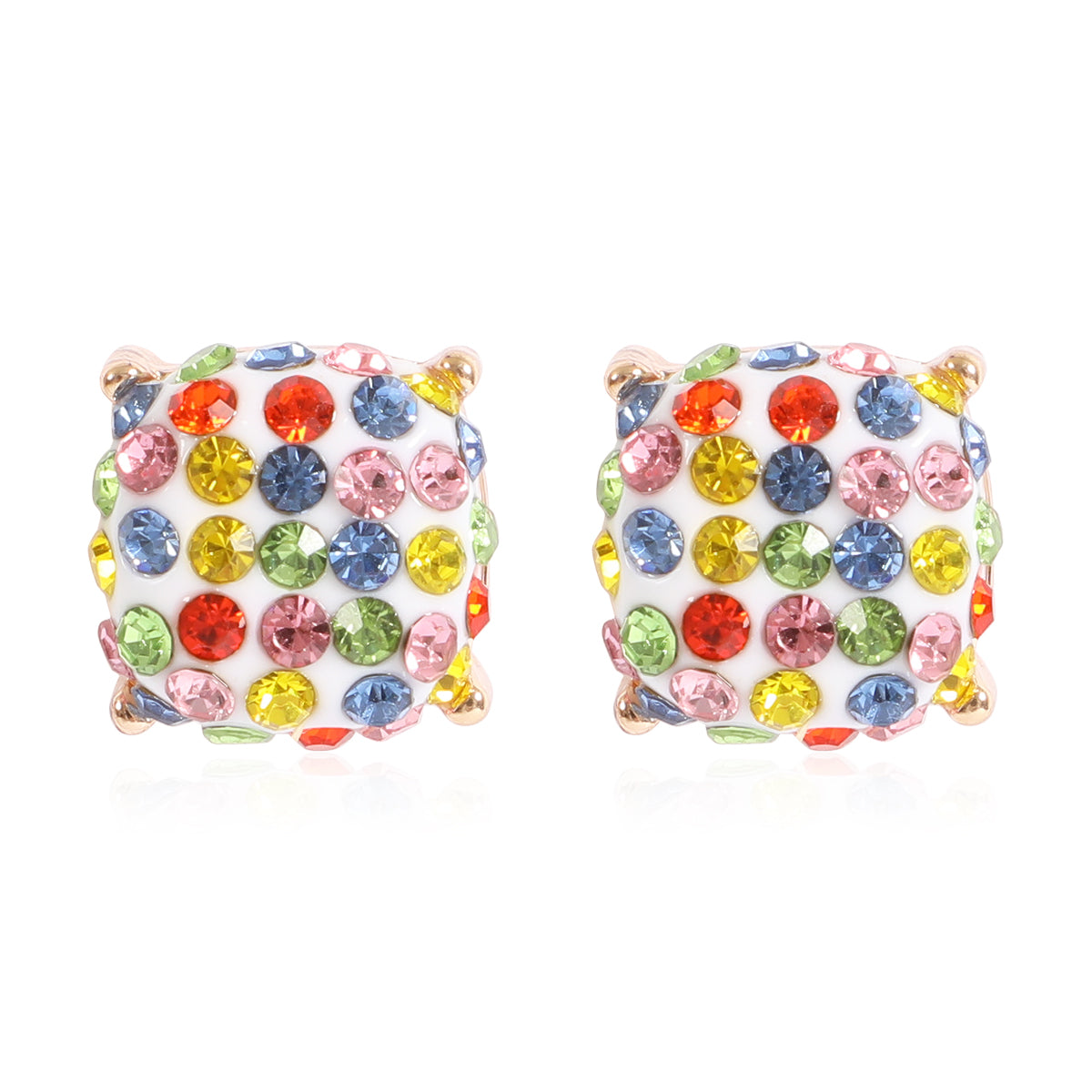 Pave Rhinestones Epoxy Stud Earrings