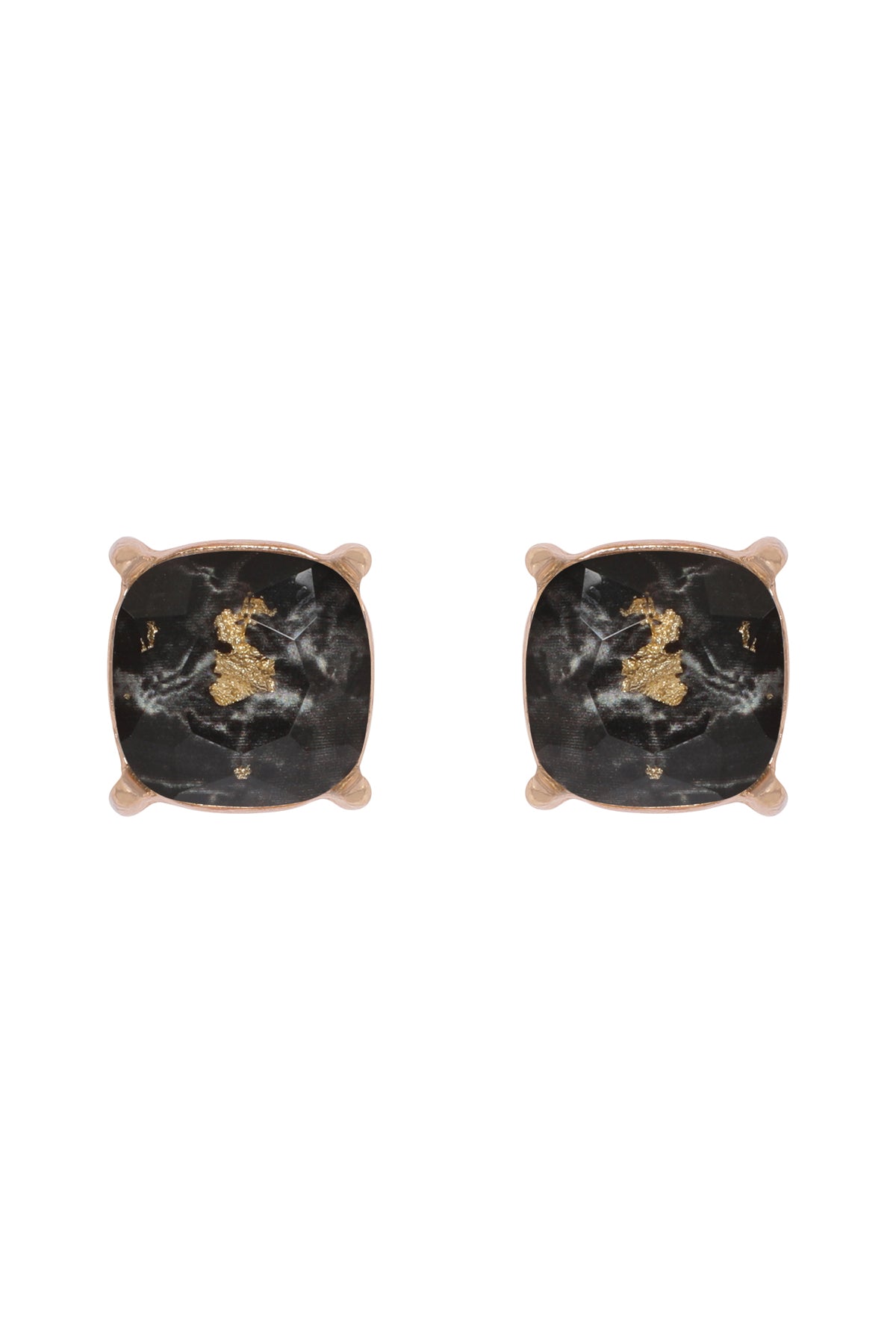 Marble Epoxy Stud Earrings Burgundy