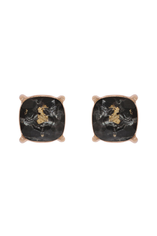 Marble Epoxy Stud Earrings Burgundy