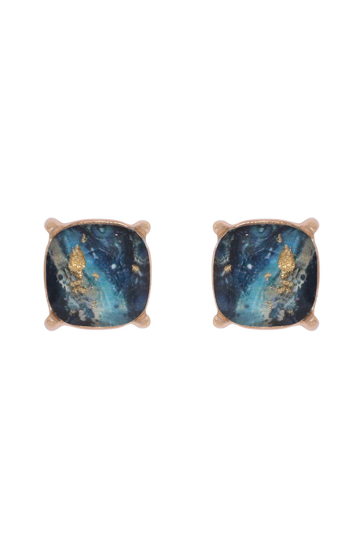 Marble Epoxy Stud Earrings Burgundy