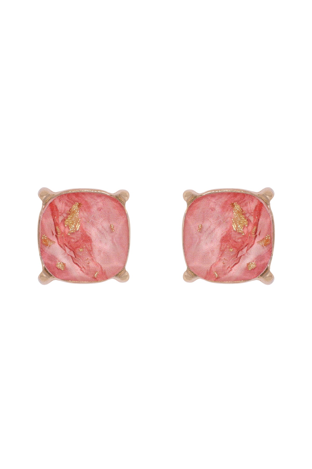 Marble Epoxy Stud Earrings Burgundy