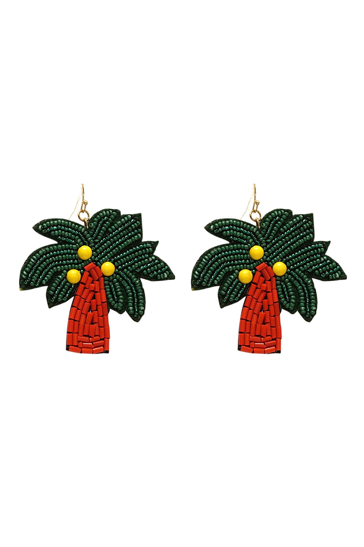 Tropical Palm Tree Seed Bead Pattern Dangle Earrings Mix