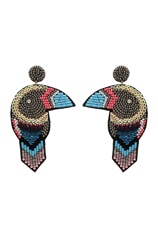 Tropical Toucan Bird Seed Bead Pattern Post Dangle Earrings Mix