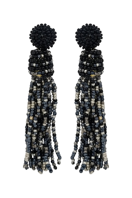 Tassel Fringe Seed Bead Drop Post Earrings