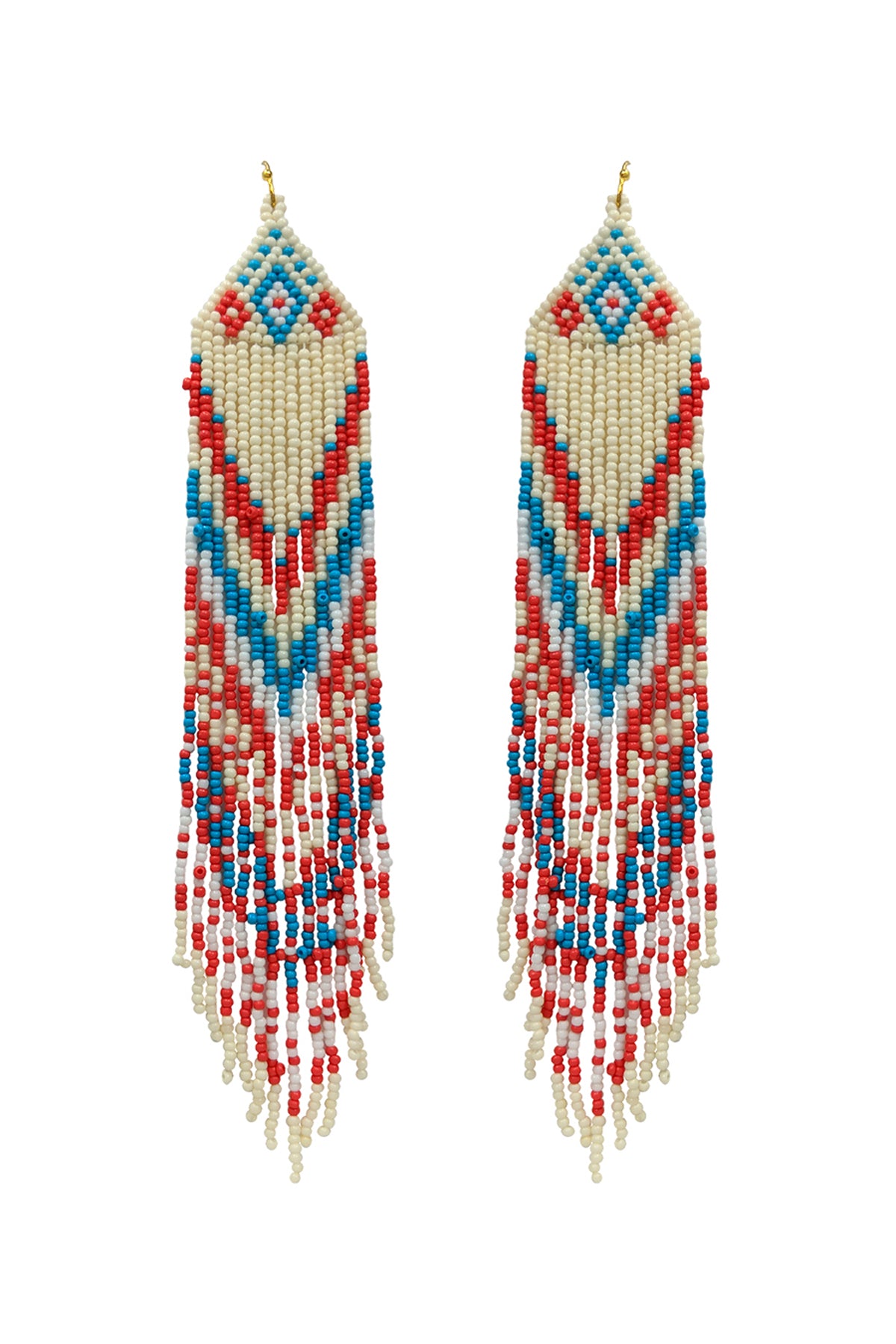 Western Style Aztec Seed Bead Fringe Drop Earrings