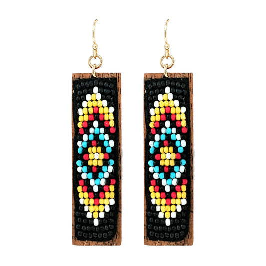 Ornamental Seed Beads Drop Earrings