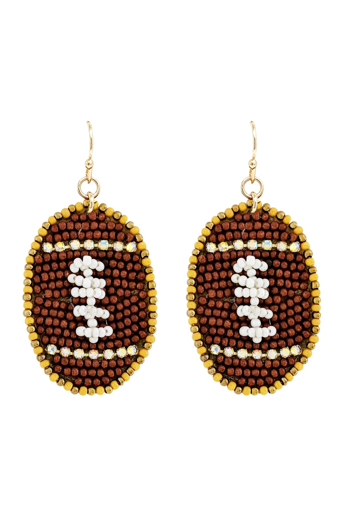 Sports Gameday Seed Bead Drop Earrings Football