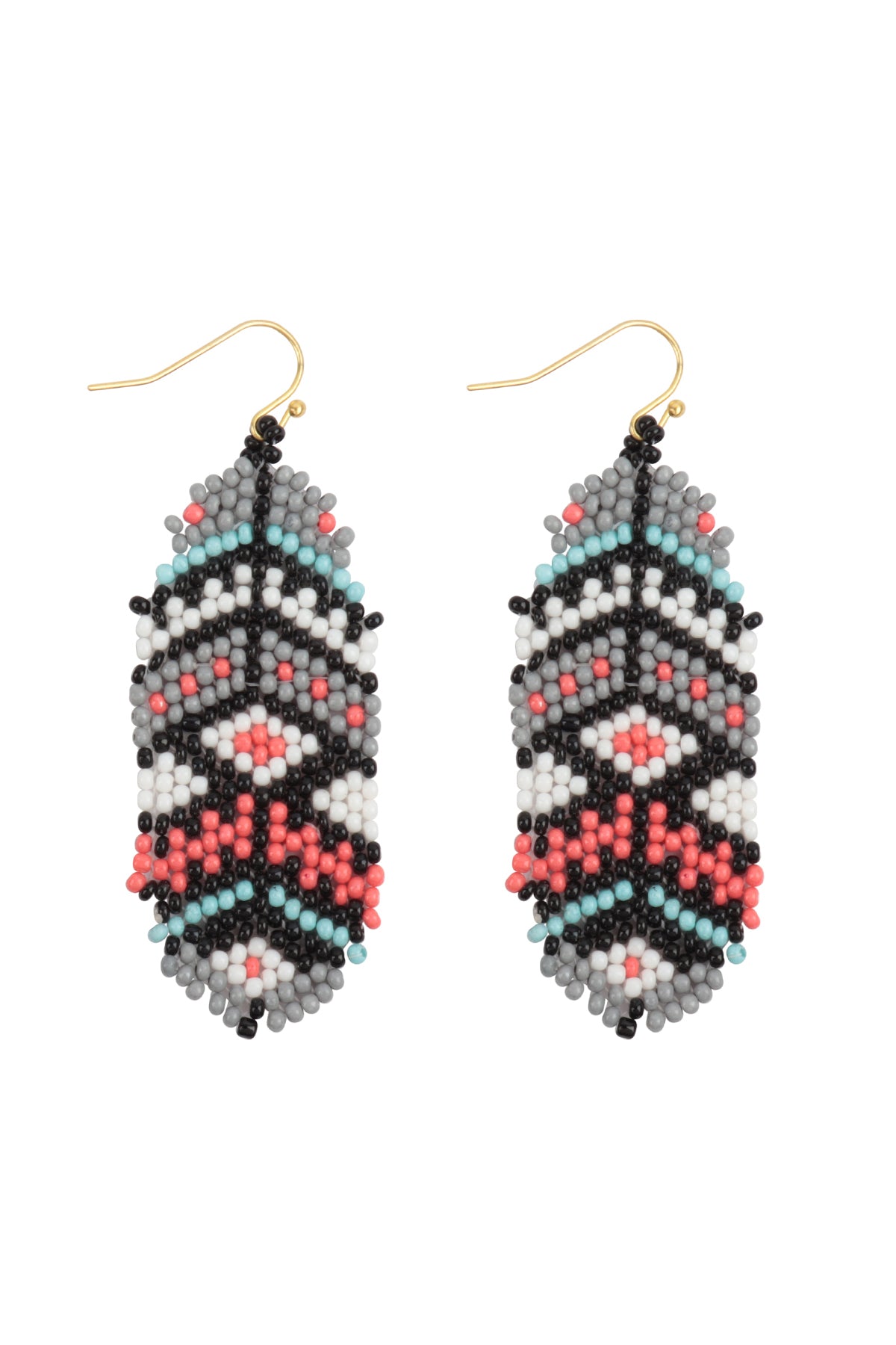Aztec Western Seed Bead Oval Drop Earrings Tur2uoise Multicolor
