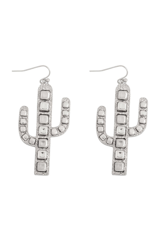 Cactus Metal Block Ccb Drop Earrings