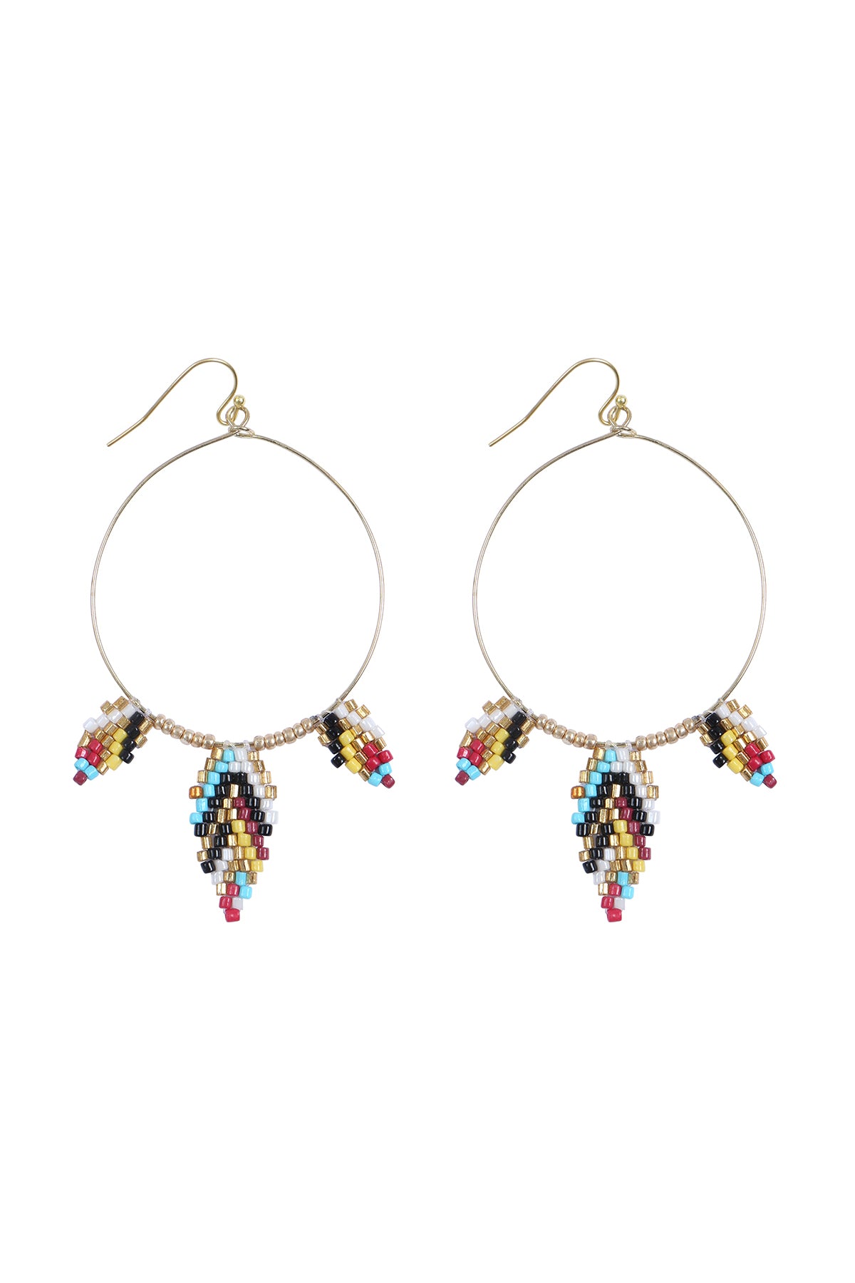 Boho Seed Bead Leaf Shape Hoop Earrings