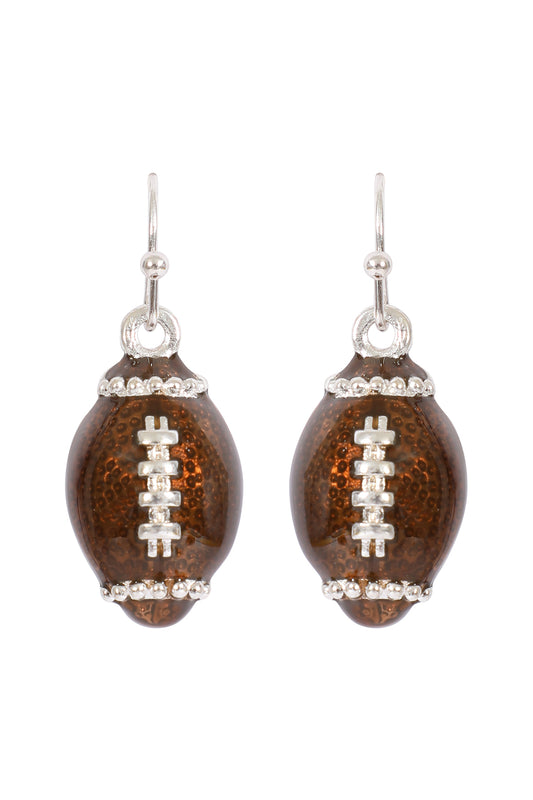 Football Resin Sports Dangle Hook Earrings Silver