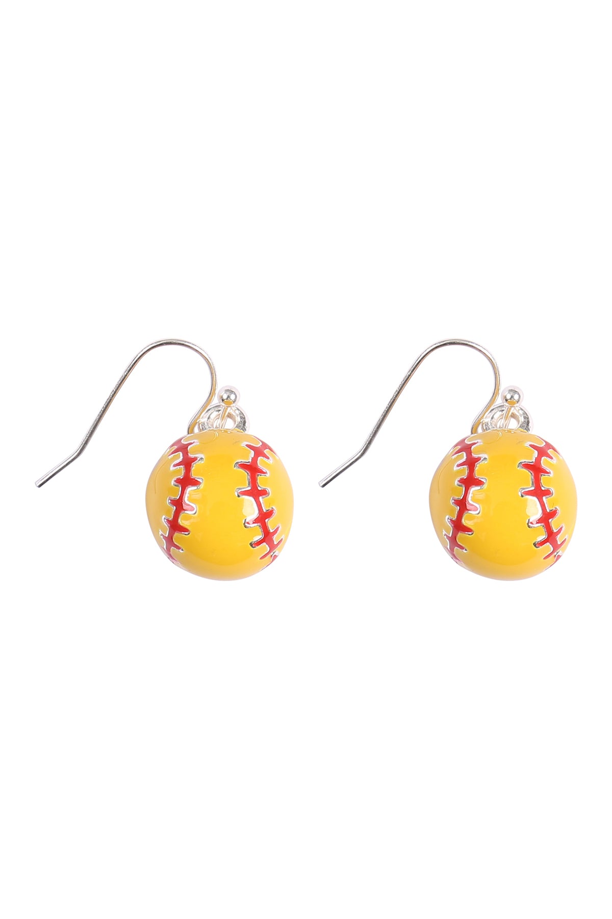 Softball Epoxy Sports Dangle Hook Earrings Silver