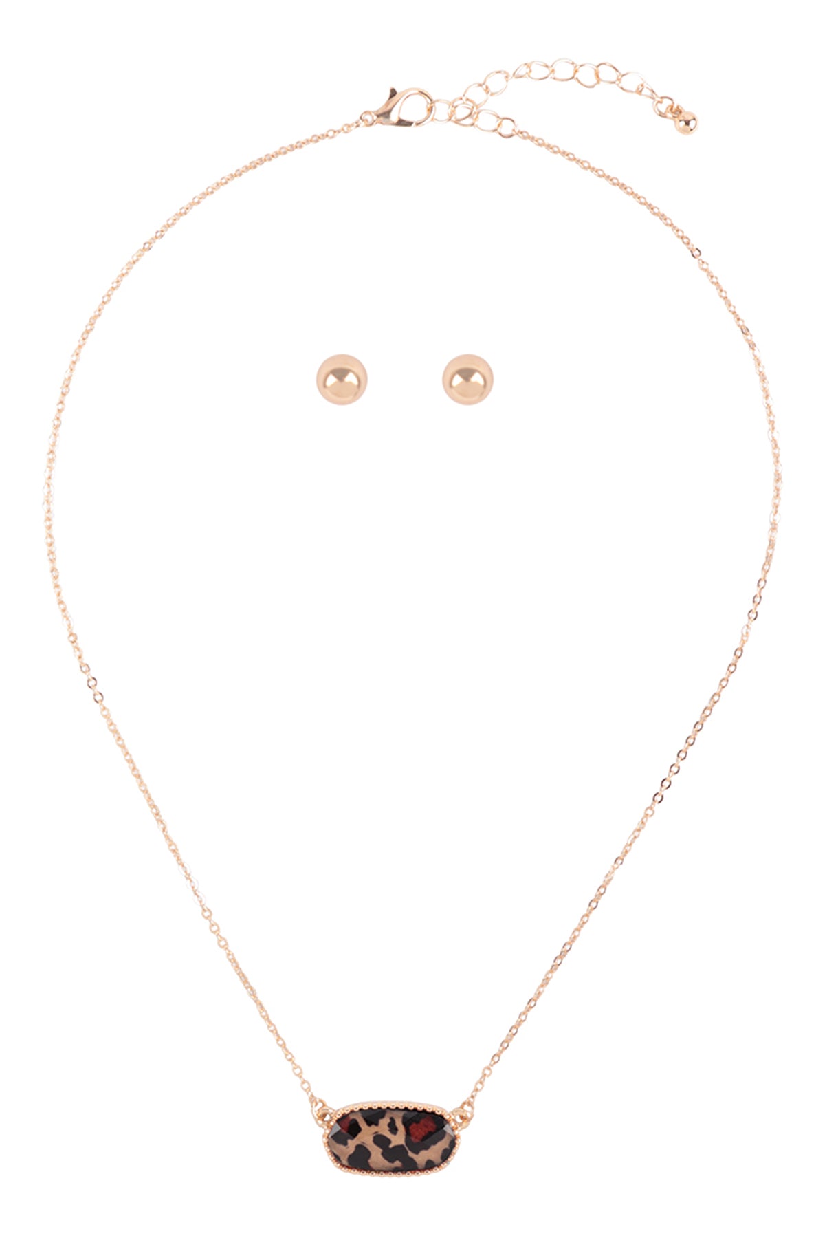 Epoxy Oval Pendant Necklace and Earrings Set