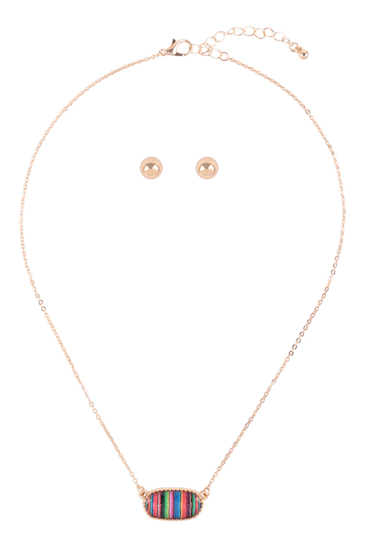 Epoxy Oval Pendant Necklace and Earrings Set