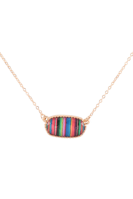 Epoxy Oval Pendant Necklace and Earrings Set