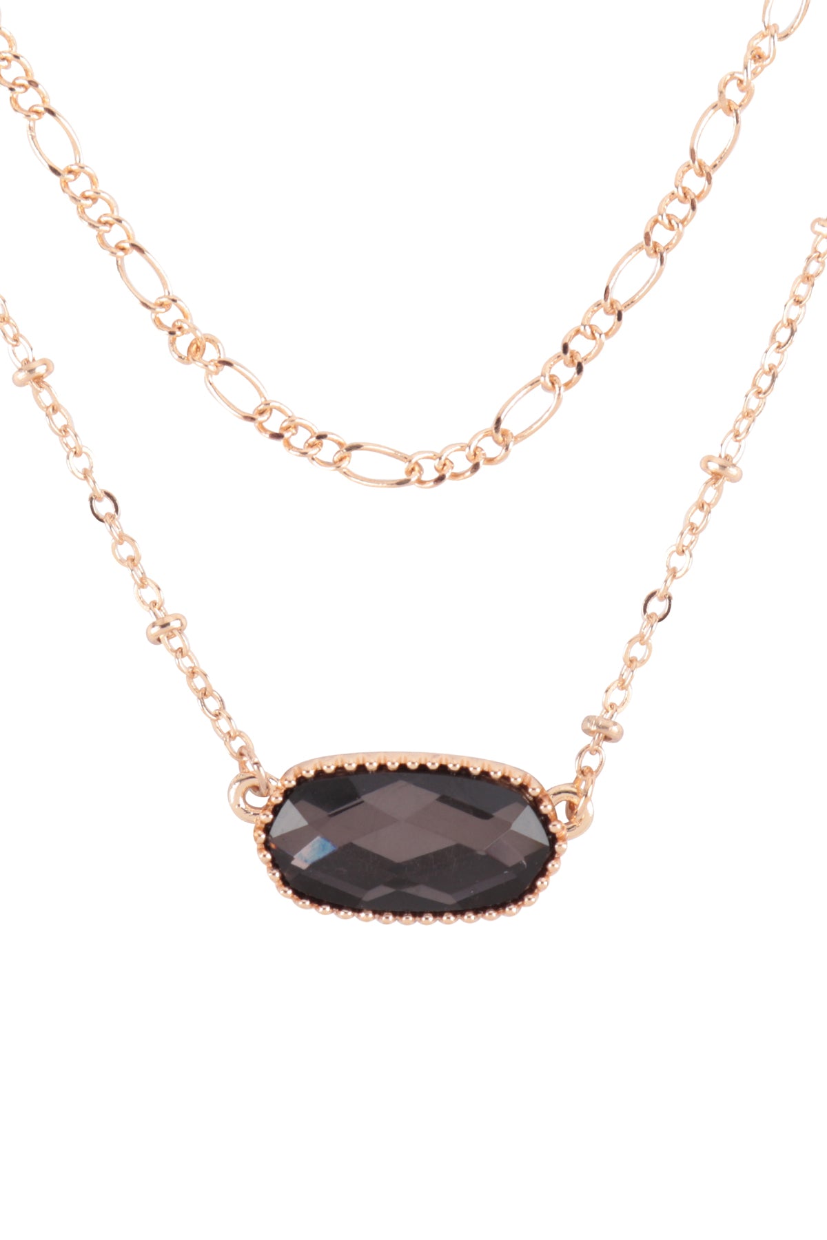 Oval Epoxy Charm Layered Necklace