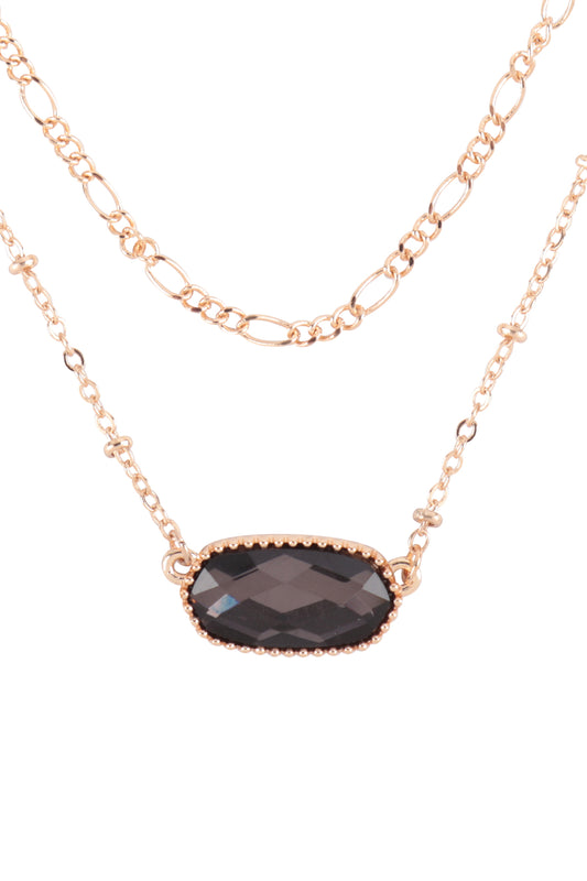 Oval Epoxy Charm Layered Necklace