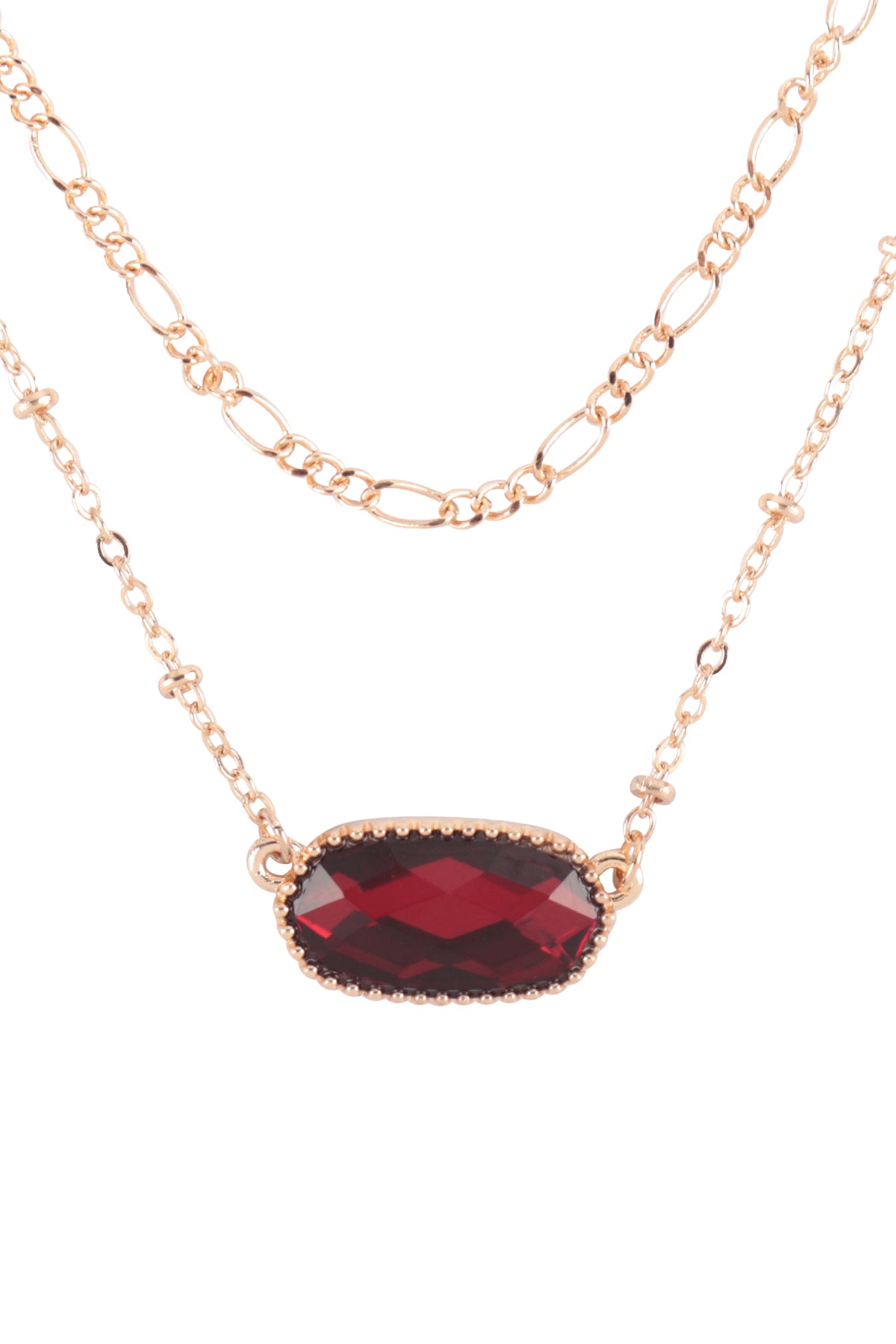 Oval Epoxy Charm Layered Necklace