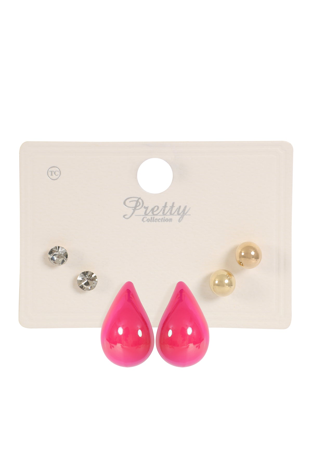 3Pair CCB Pearl Rhinestone Assorted Color Earrings