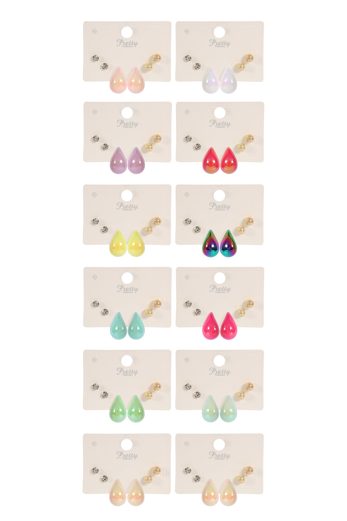 3Pair CCB Pearl Rhinestone Assorted Color Earrings