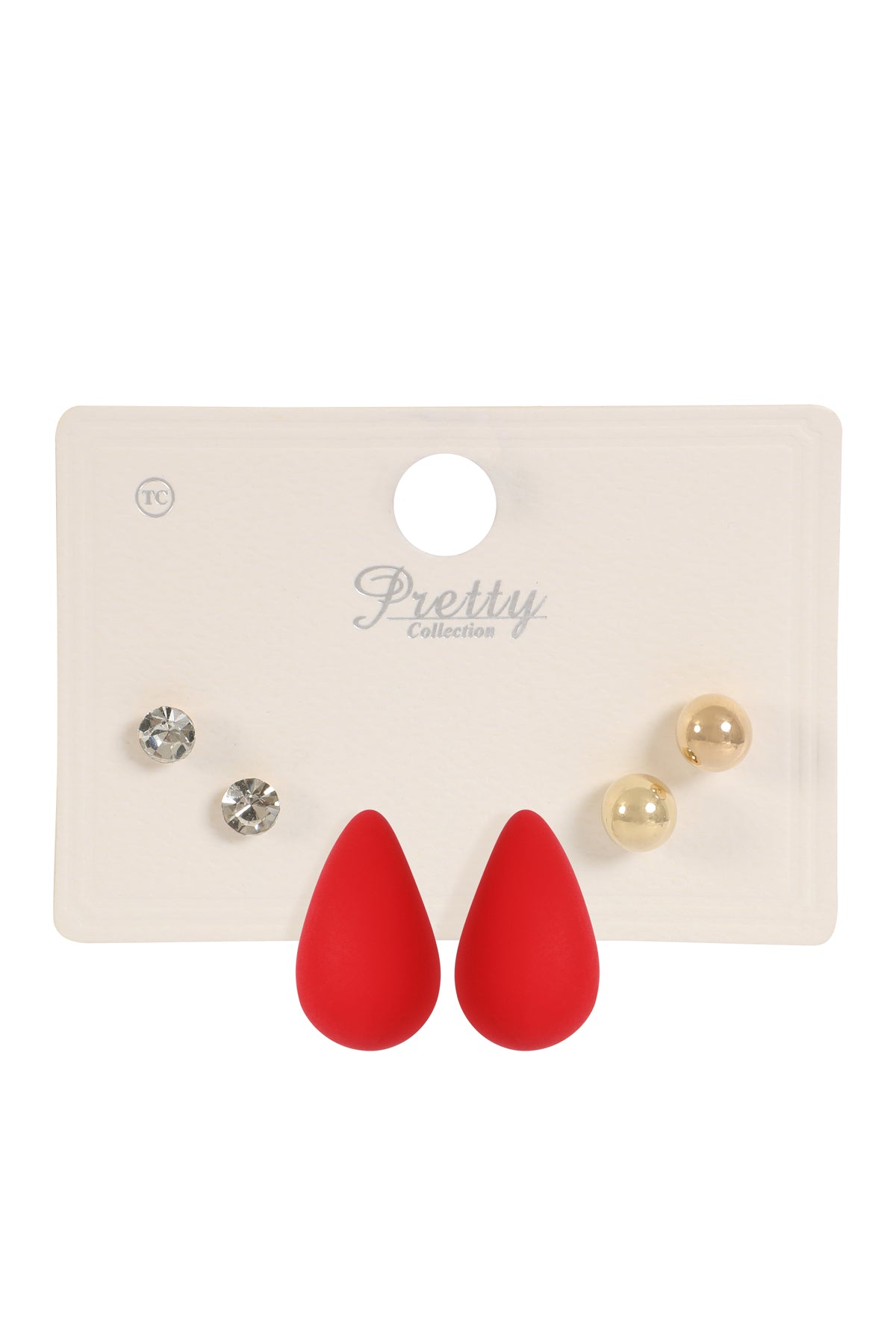 3 Pair Rhinestone Pearl Acrylic Assorted Color Earrings