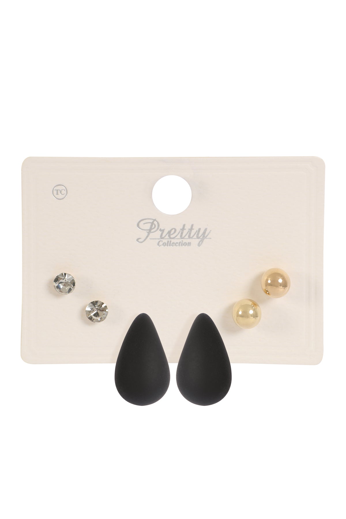 3 Pair Rhinestone Pearl Acrylic Assorted Color Earrings