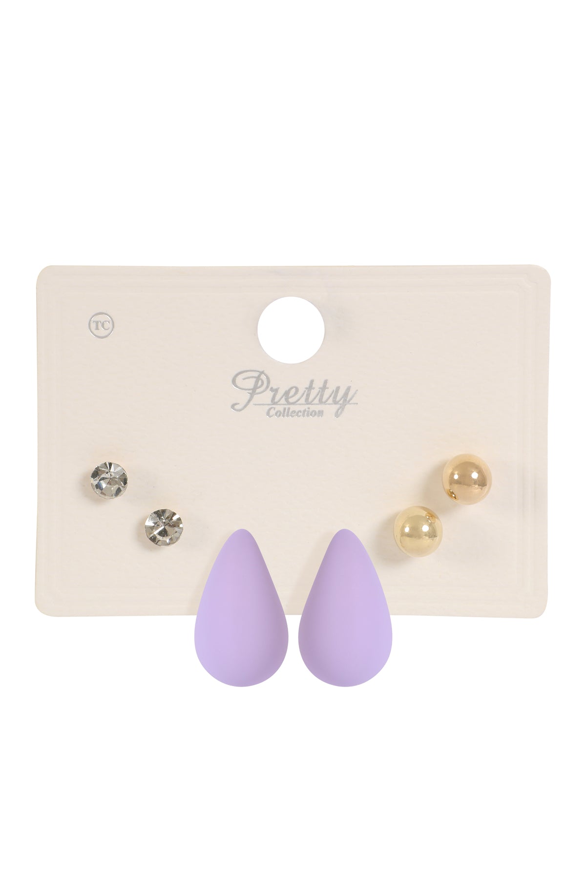 3 Pair Rhinestone Pearl Acrylic Assorted Color Earrings
