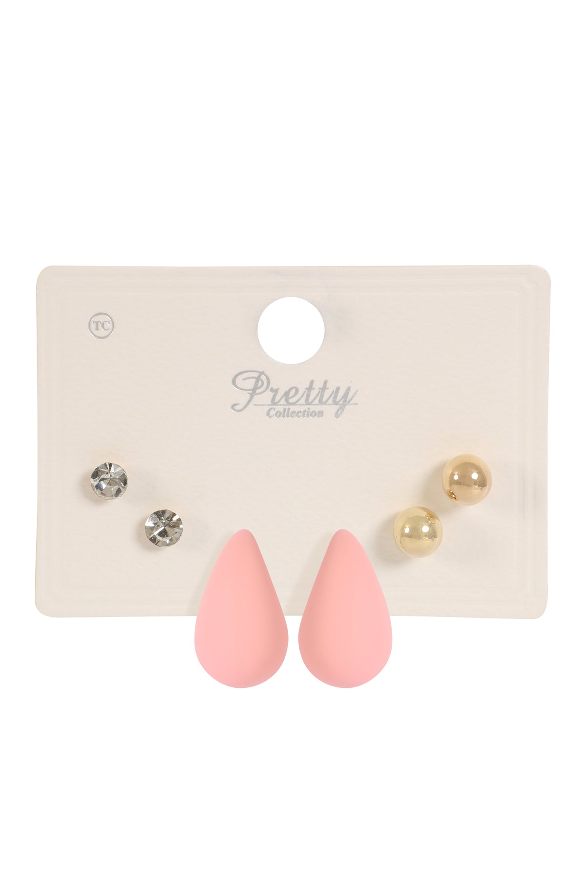 3 Pair Rhinestone Pearl Acrylic Assorted Color Earrings