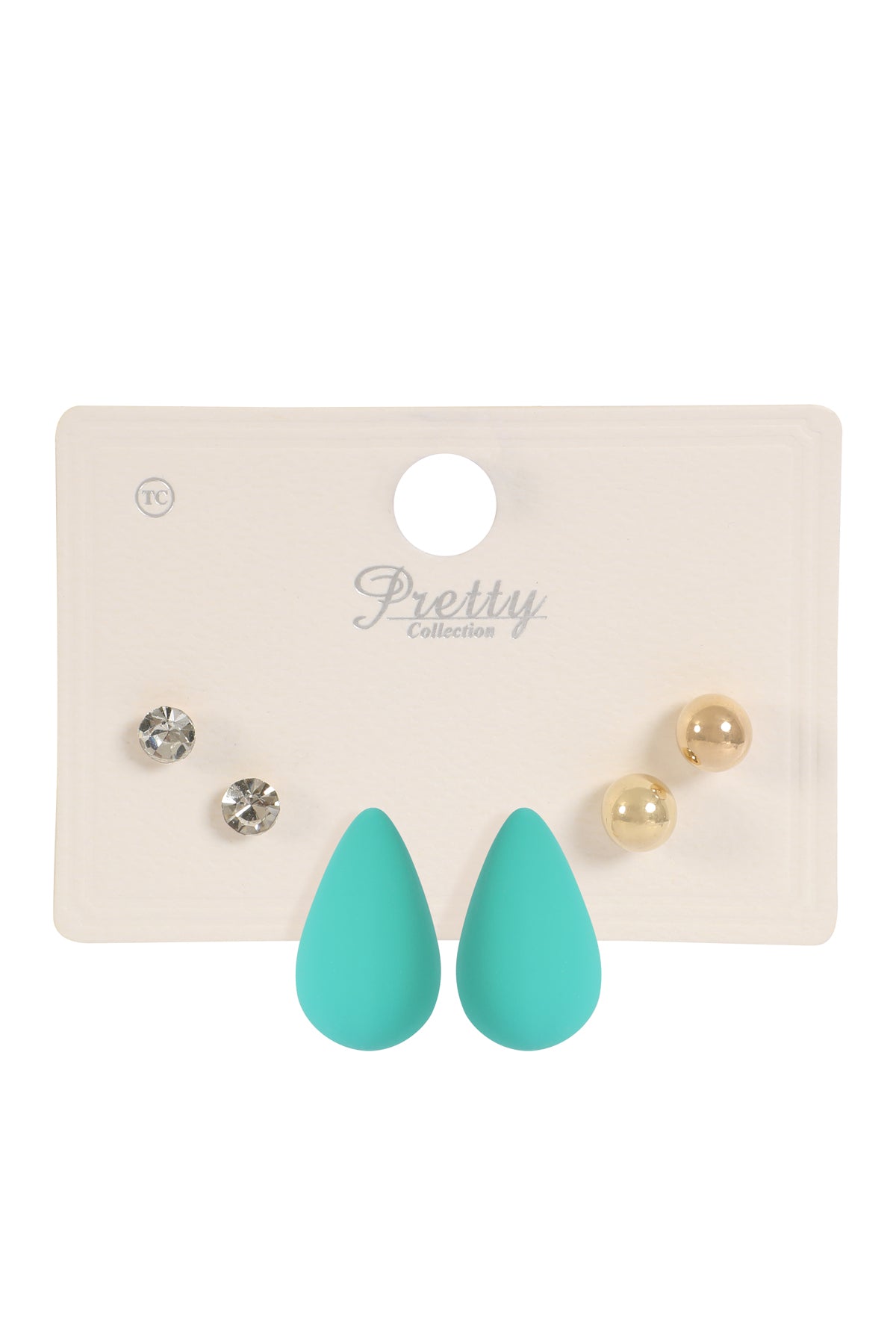 3 Pair Rhinestone Pearl Acrylic Assorted Color Earrings