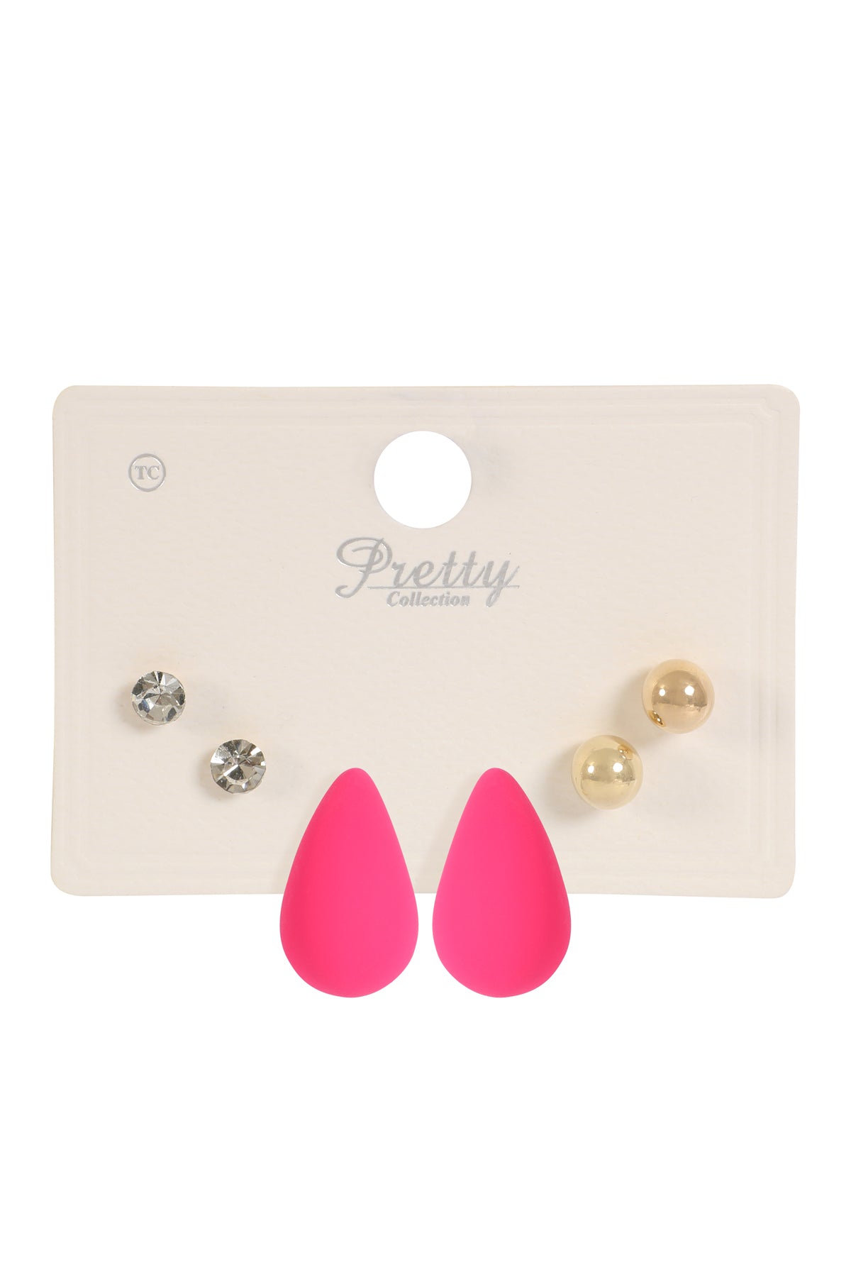 3 Pair Rhinestone Pearl Acrylic Assorted Color Earrings
