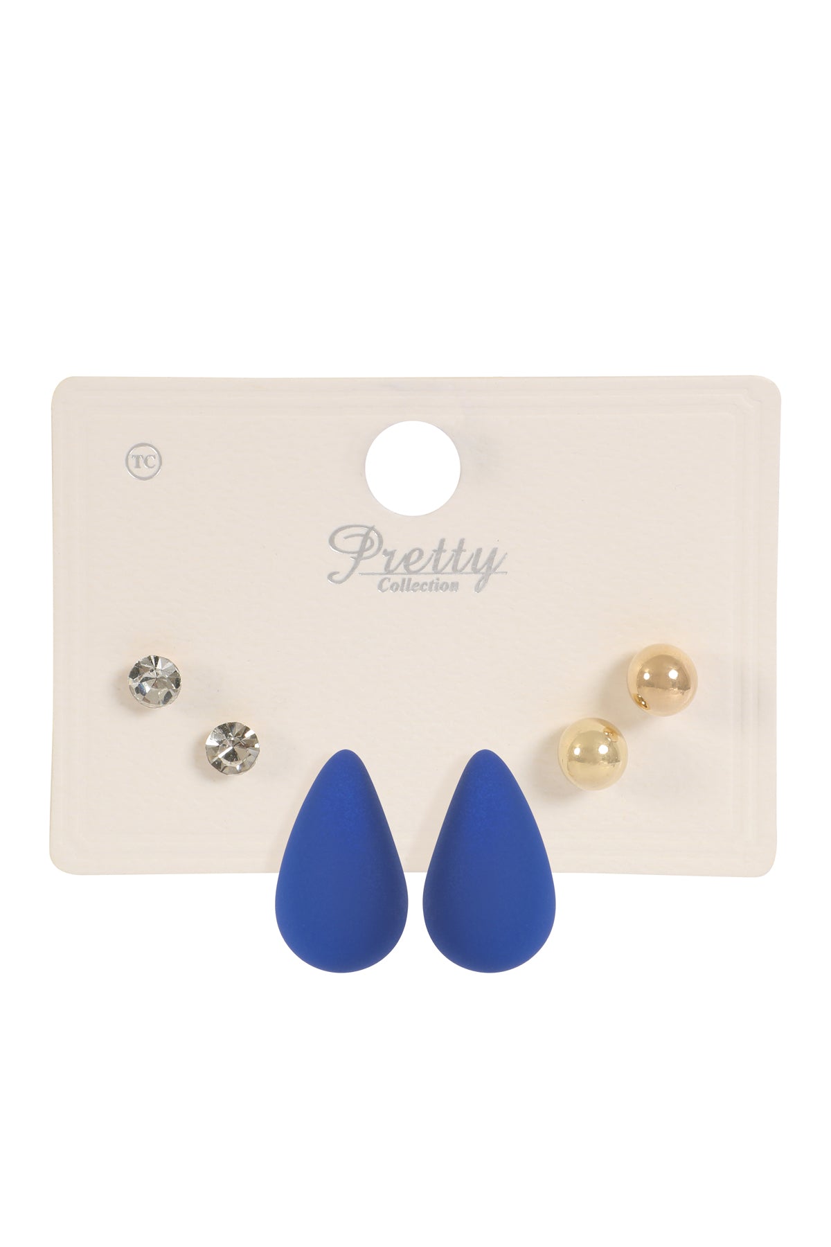 3 Pair Rhinestone Pearl Acrylic Assorted Color Earrings