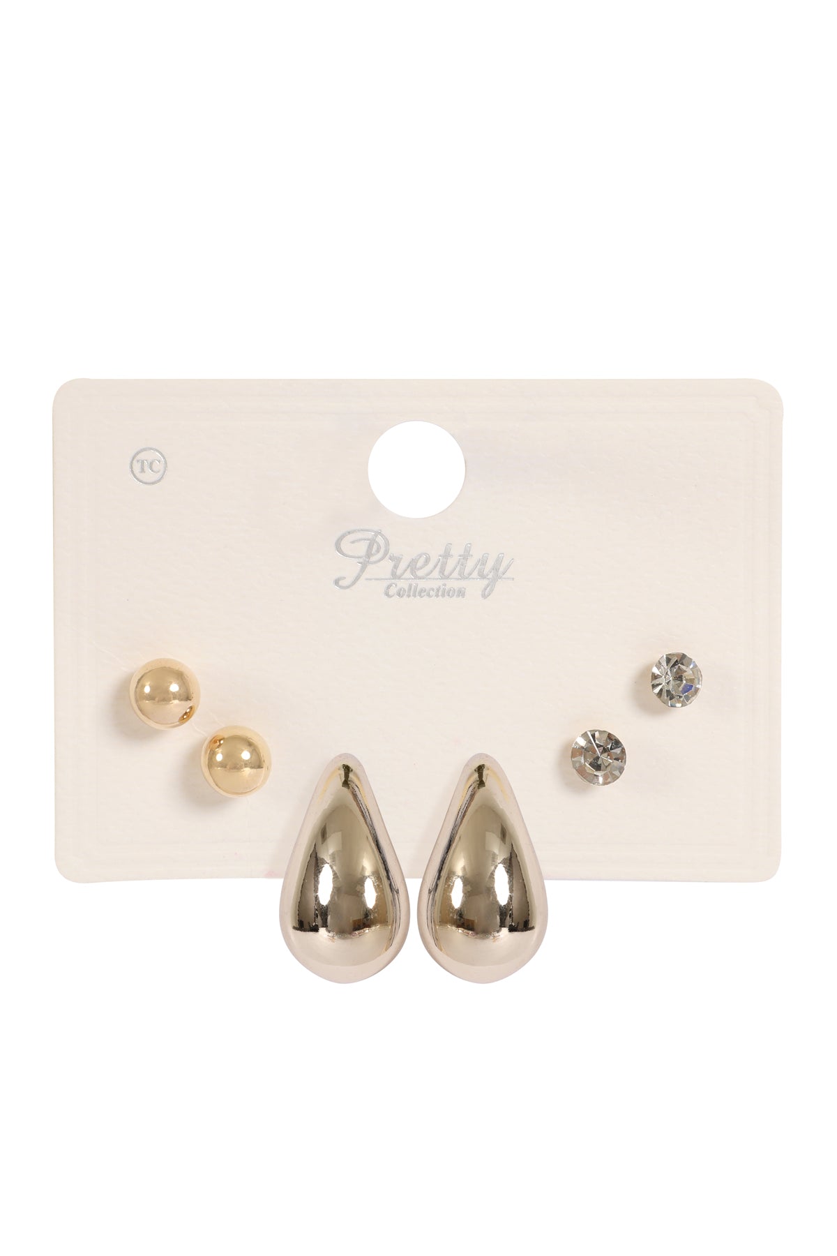 3 Pair Ccb Pearl Rhinestone Assorted Color Earrings