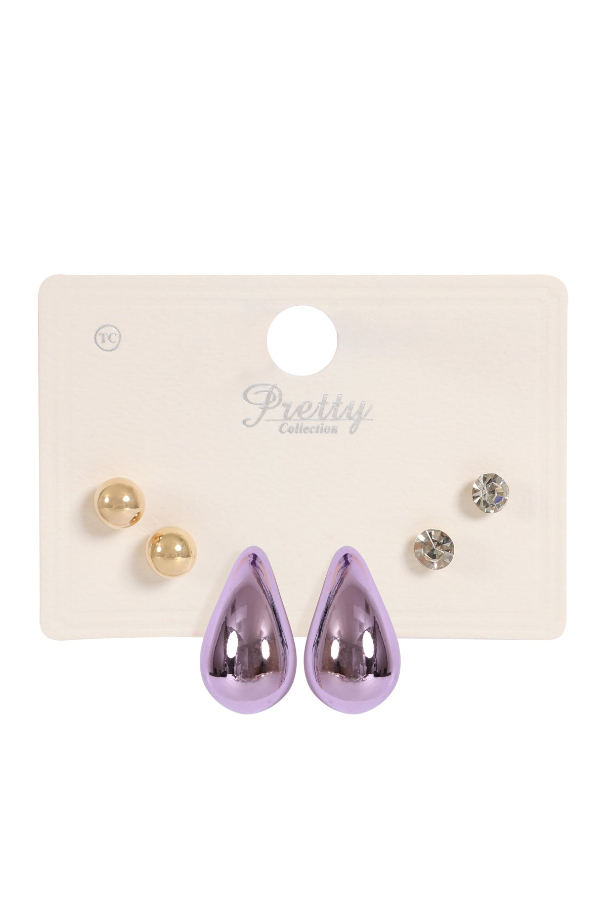 3 Pair Ccb Pearl Rhinestone Assorted Color Earrings