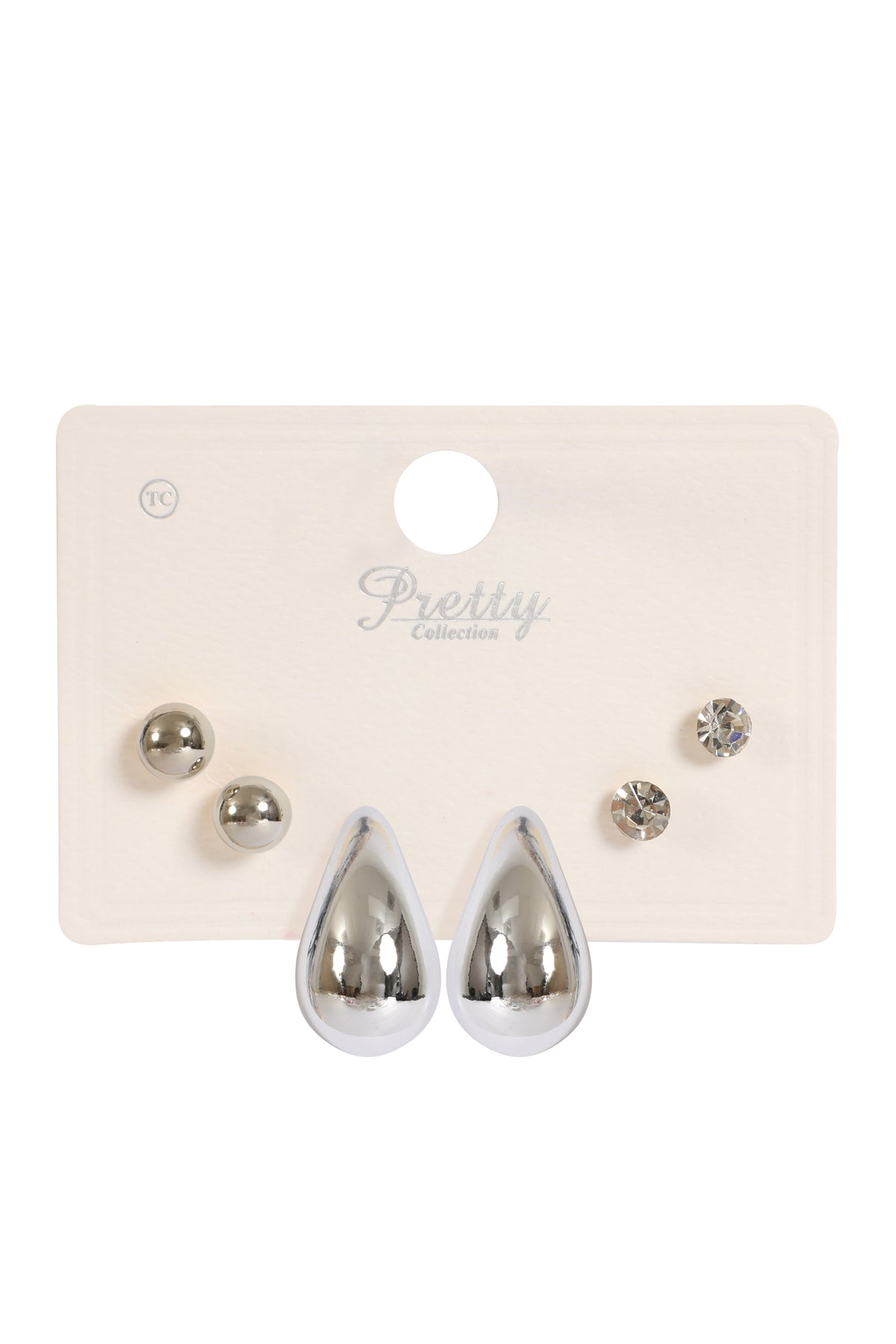 3 Pair Ccb Pearl Rhinestone Assorted Color Earrings